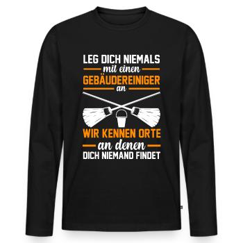 Raumpfleger Putzmann Gebäudereiniger - Männer Premium Bio Langarmshirt - Schwarz - Vorne - Nico (187cm)