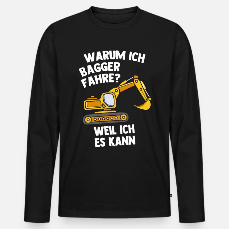 Bagger - Männer Premium Bio Langarmshirt - Schwarz