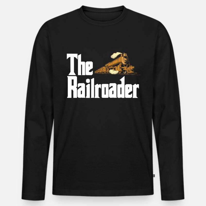 Eisenbahn - Männer Premium Bio Langarmshirt - Schwarz