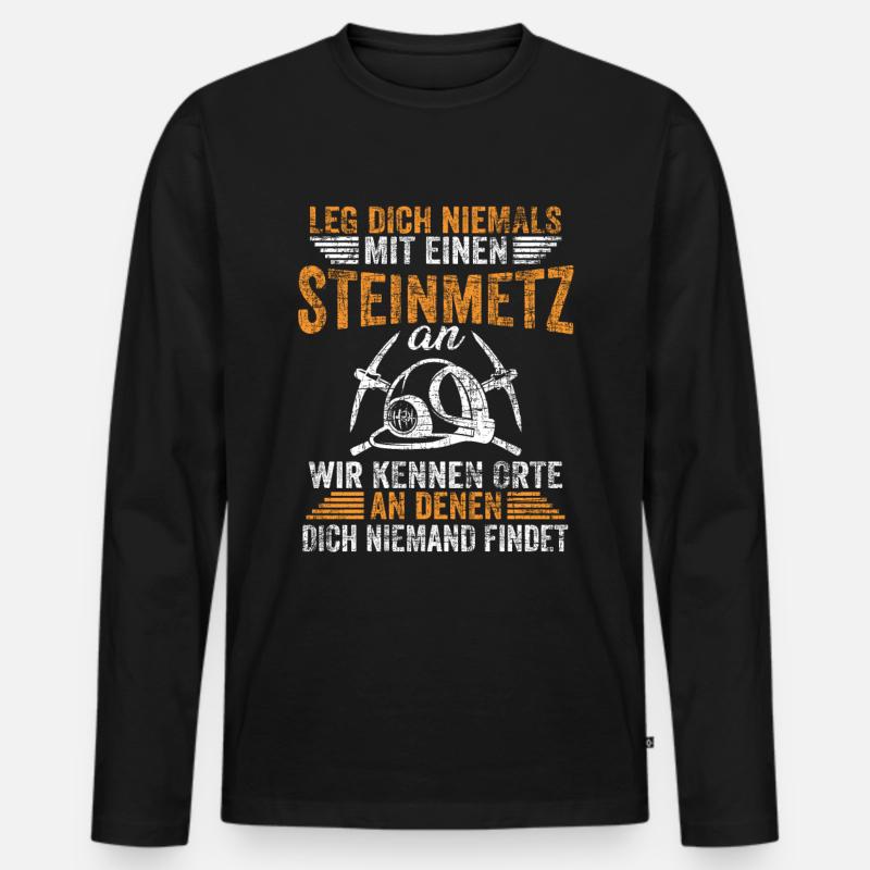 Steinmetz - Männer Premium Bio Langarmshirt - Schwarz