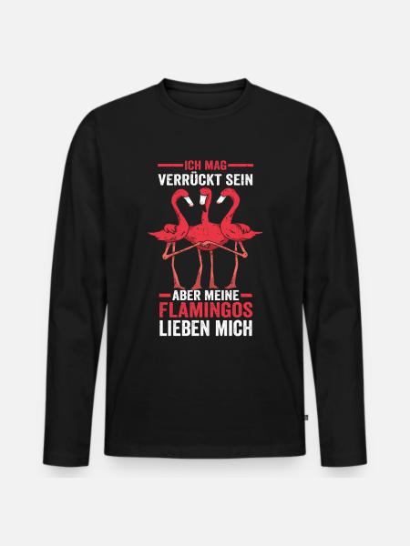 Lustige Sprüche Flamingo - Männer Premium Bio Langarmshirt - Schwarz