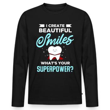 Dentist Gift Dentist Dental Doctor Teeth - Men's Premium Organic Long Sleeve Shirt - black - Front - Nico (187cm)