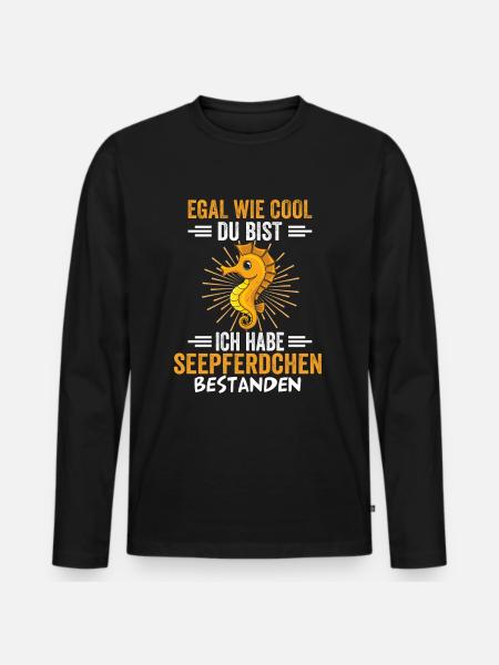 Seepferdchen bestanden - Männer Premium Bio Langarmshirt - Schwarz