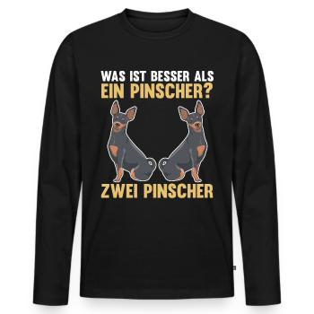 Zwei Pinscher Hund Pinscher - Männer Premium Bio Langarmshirt - Schwarz - Vorne - Nico (187cm)