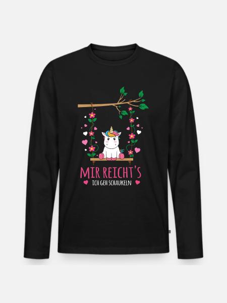 Mir Reichts Ich Geh Schaukeln Schaukel Einhorn - Männer Premium Bio Langarmshirt - Schwarz