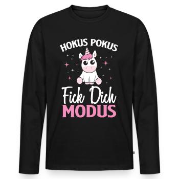 Einhorn Hokus Pokus Fick Dich Modus Einhorn - Männer Premium Bio Langarmshirt - Schwarz - Vorne - Nico (187cm)