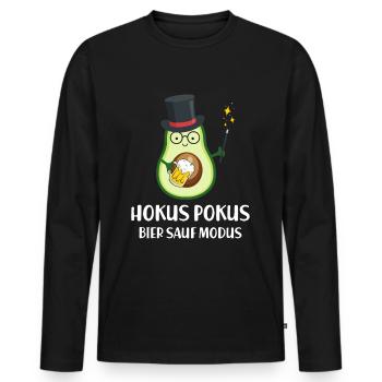Hokus Pokus Bier Sauf Modus Avocado Zauberer - Männer Premium Bio Langarmshirt - Schwarz - Vorne - Nico (187cm)