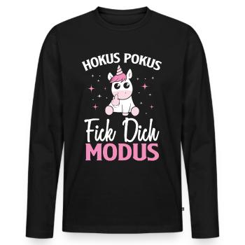 Einhorn Hokus Pokus Fick Dich Modus Einhorn - Männer Premium Bio Langarmshirt - Schwarz - Vorne - Nico (187cm)