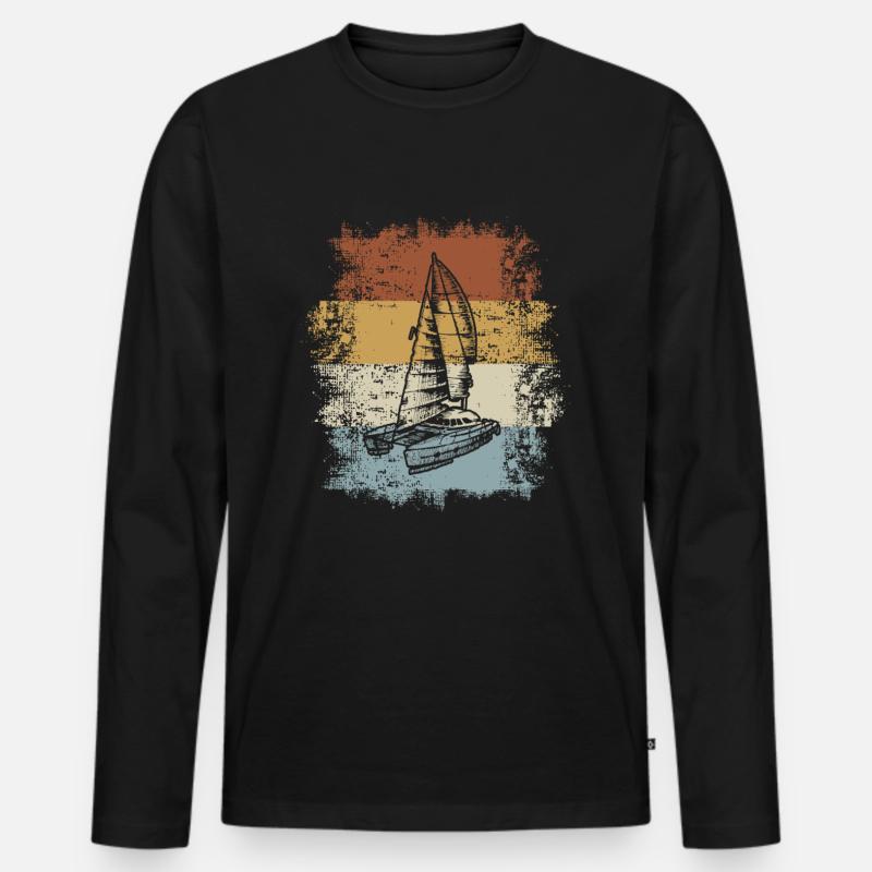 Katamaran Segelboot - Männer Premium Bio Langarmshirt - Schwarz