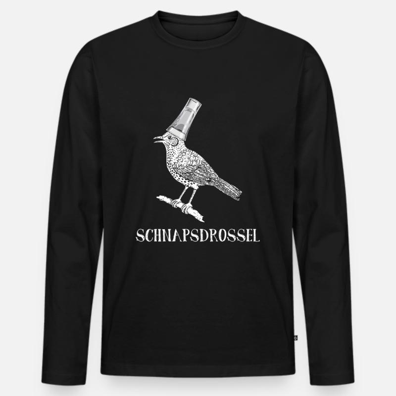 Schnapsdrossel Schnaps Party Alkohol Schnaps - Männer Premium Bio Langarmshirt - Schwarz