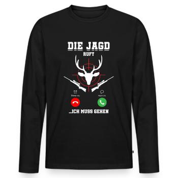 Die Jagd Ruft An Jäger - Männer Premium Bio Langarmshirt - Schwarz - Vorne - Nico (187cm)