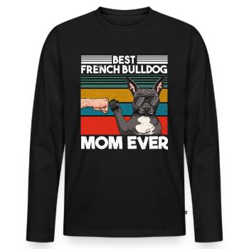 Meilleure maman bulldog de tous les temps Meilleurs chiens maman fête des mères - T-shirt manches longues Premium bio Homme - noir - Devant - Nico (187cm)