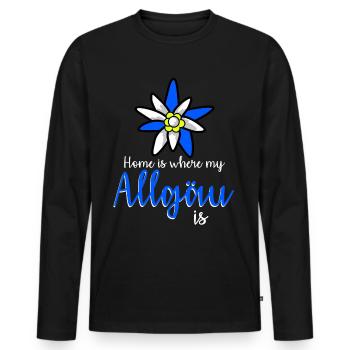 Allgäu Blume Allgäuer - Männer Premium Bio Langarmshirt - Schwarz - Vorne - Nico (187cm)