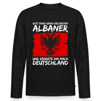 Albanien Albanische Flagge Albaner - Männer Premium Bio Langarmshirt - Schwarz - Vorne - Nico (187cm)