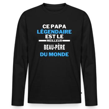 papa légendaire est le Meilleur BEAU PÈRE du monde - T-shirt manches longues Premium bio Homme - noir - Devant - Nico (187cm)