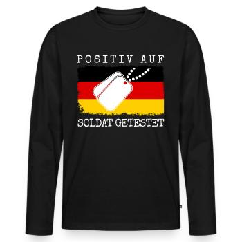 Fallschirmjäger Soldat Spruch Feldjäger - Männer Premium Bio Langarmshirt - Schwarz - Vorne - Nico (187cm)