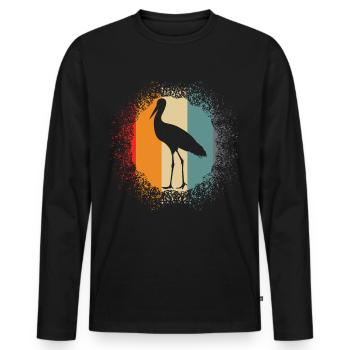 Stork Retro Storks - Men's Premium Organic Long Sleeve Shirt - black - Front - Nico (187cm)
