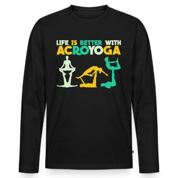 Savasana Acroyoga Retro Acro Yoga - Männer Premium Bio Langarmshirt - Schwarz - Vorne - Nico (187cm)