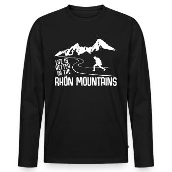 Rhön Wandern Wald Rhöner Berge - Männer Premium Bio Langarmshirt - Schwarz - Vorne - Nico (187cm)