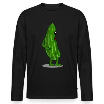 Regardé dans Concombre Regardé dans - T-shirt manches longues Premium bio Homme - noir - Devant - Nico (187cm)