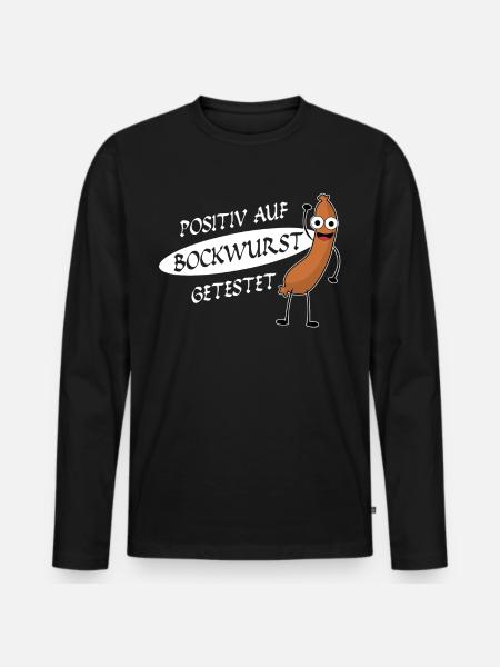 Bockwurst Wurst Positiv Bratwurst - Männer Premium Bio Langarmshirt - Schwarz