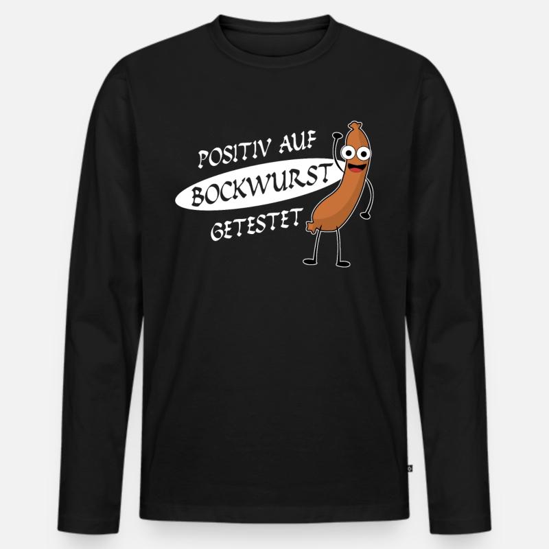 Bockwurst Wurst Positiv Bratwurst - Männer Premium Bio Langarmshirt - Schwarz