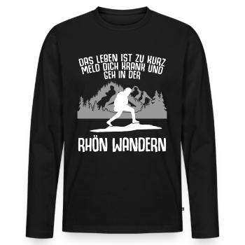 Rhön Wandern und Rhöner Berge - Männer Premium Bio Langarmshirt - Schwarz - Vorne - Nico (187cm)