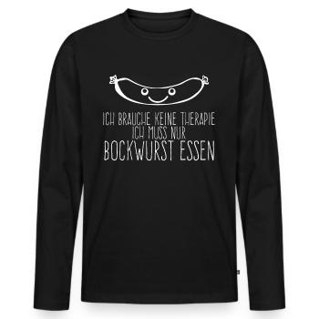 Bockwurst Wurst essen Bratwurst - Männer Premium Bio Langarmshirt - Schwarz - Vorne - Nico (187cm)