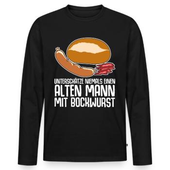 Bockwurst Wurst Alter Mann Bratwurst - Männer Premium Bio Langarmshirt - Schwarz - Vorne - Nico (187cm)