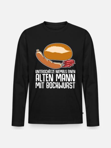 Bockwurst Wurst Alter Mann Bratwurst - Männer Premium Bio Langarmshirt - Schwarz