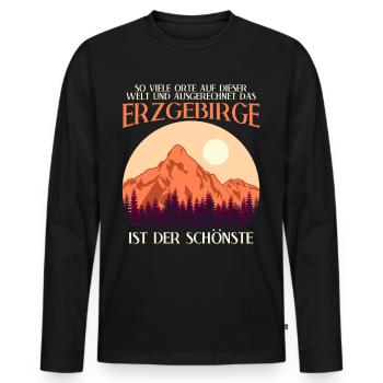Erzgebirge Wandern Berge Erzgebirger - Männer Premium Bio Langarmshirt - Schwarz - Vorne - Nico (187cm)