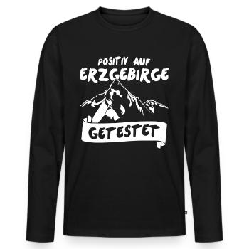 Erzgebirge Positiv getestet Erzgebirger - Männer Premium Bio Langarmshirt - Schwarz - Vorne - Nico (187cm)