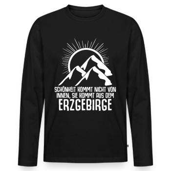 Erzgebirge Berge Wandern Erzgebirger - Männer Premium Bio Langarmshirt - Schwarz - Vorne - Nico (187cm)