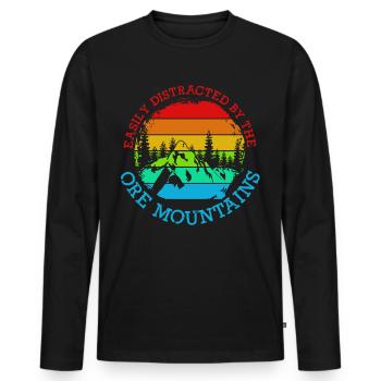 Erzgebirge Ore Mountains Erzgebirger - Männer Premium Bio Langarmshirt - Schwarz - Vorne - Nico (187cm)