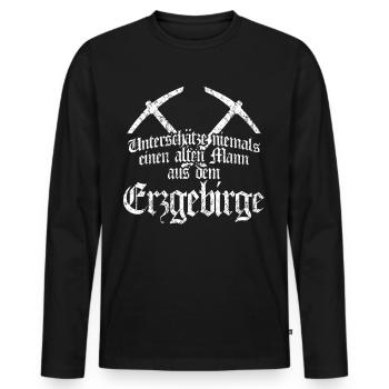 Erzgebirge Erzgebirger - Männer Premium Bio Langarmshirt - Schwarz - Vorne - Nico (187cm)