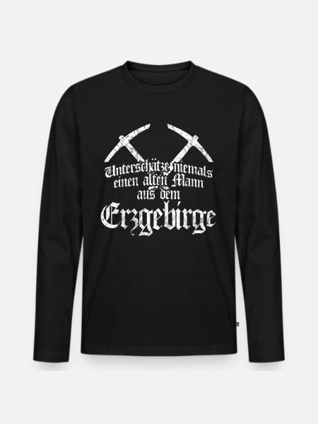 Erzgebirge Erzgebirger - Männer Premium Bio Langarmshirt - Schwarz