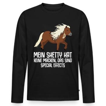 Shetty Shetland Pony Witz Shetlandpony - Männer Premium Bio Langarmshirt - Schwarz - Vorne - Nico (187cm)