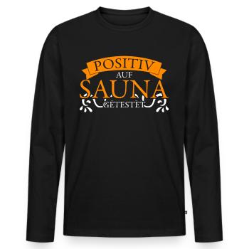 Sauna Witz Saunist Wellness Saunieren - Männer Premium Bio Langarmshirt - Schwarz - Vorne - Nico (187cm)