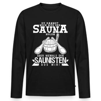 Sauna Saunagänger Wellness Saunieren - Männer Premium Bio Langarmshirt - Schwarz - Vorne - Nico (187cm)