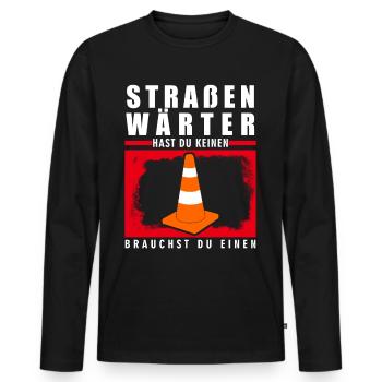 Straßenwärter Witz Straßenmeisterei - Männer Premium Bio Langarmshirt - Schwarz - Vorne - Nico (187cm)