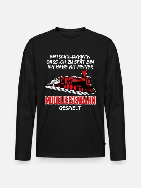 Modellbahner Eisenbahn Modelleisenbahn - Männer Premium Bio Langarmshirt - Schwarz