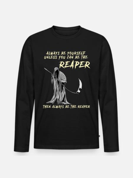 Grim Reaper funny saying - Men's Premium Organic Long Sleeve Shirt - black