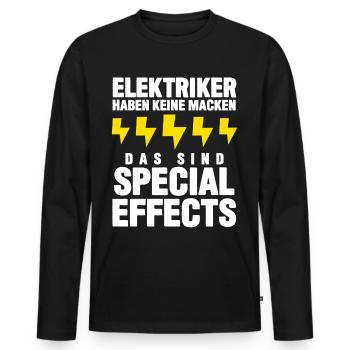 Elektriker Strom Witz Elektromeister - Männer Premium Bio Langarmshirt - Schwarz - Vorne - Nico (187cm)