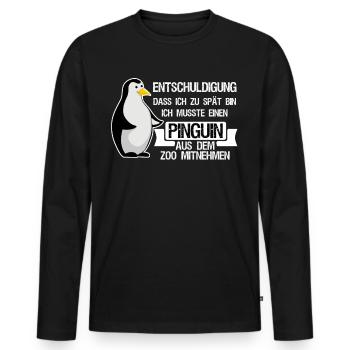 Pinguin Spruch Pinguine - Männer Premium Bio Langarmshirt - Schwarz - Vorne - Nico (187cm)