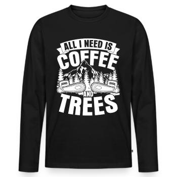 Arborist Trees and Coffee Lumberjack - Men's Premium Organic Long Sleeve Shirt - black - Front - Nico (187cm)