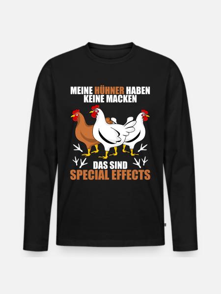 Hühner Hühnerstall Spruch mit Huhn - Männer Premium Bio Langarmshirt - Schwarz
