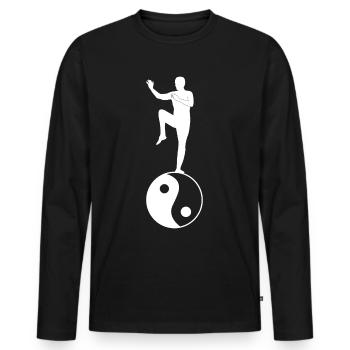 Qigong Qi Gong Méditation Chigong - T-shirt manches longues Premium bio Homme - noir - Devant - Nico (187cm)