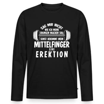 Strongman Gym Mittelfinger Bodybuilder - Männer Premium Bio Langarmshirt - Schwarz - Vorne - Nico (187cm)