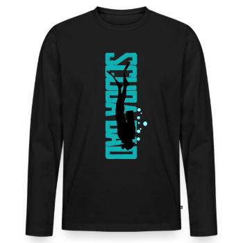 Fête des Pères Père Plongeur Papa Papa Plongeur - T-shirt manches longues Premium bio Homme - noir - Devant - Nico (187cm)