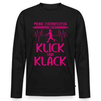 Nordic Walking - Männer Premium Bio Langarmshirt - Schwarz - Vorne - Nico (187cm)